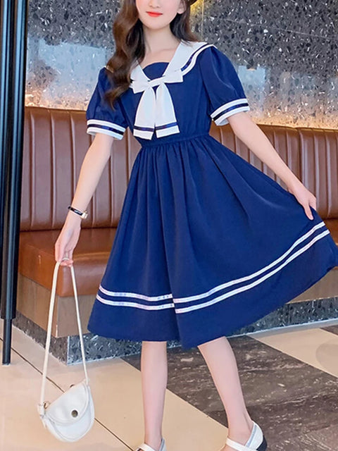 Girls School Dress Summer Dresses for Kids Costume Preppy Style School Teenagers Children Clothes Vestidos Dresses