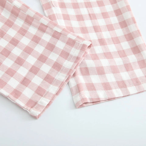 2025 New Children's Pajamas Loose Cotton Nightclothes Two-Piece Set Kids Casual Homewear Plaid Long Sleeve Sleepwear Pajamas Set