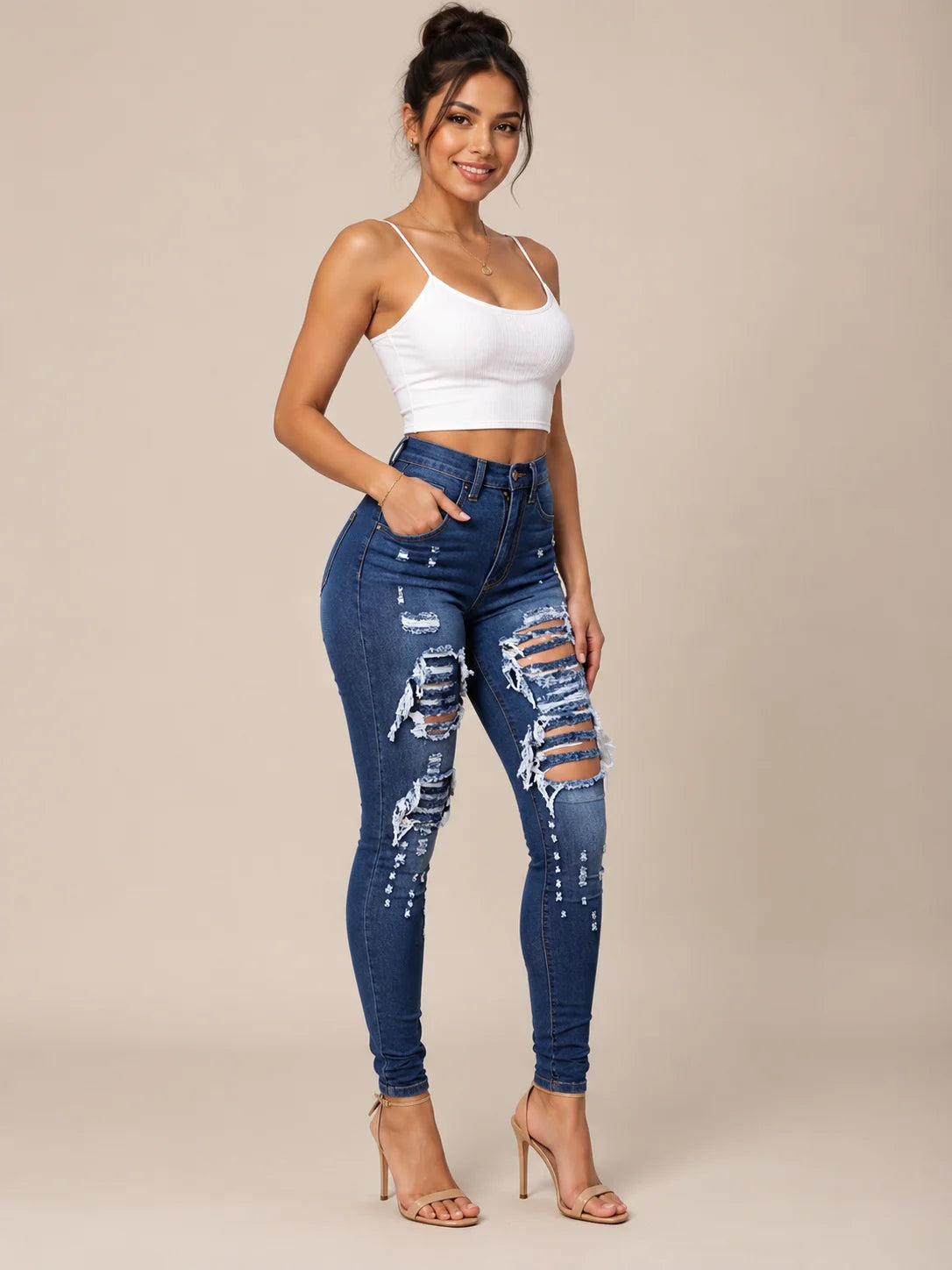 Heavy Ripped Y2K Skinny Jeans – view 3 of 9