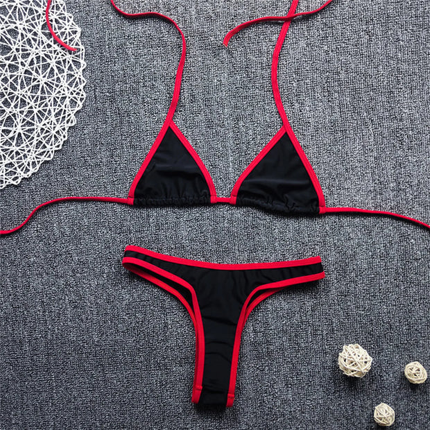 Sexy Micro Bikini Swimsuit 2024 Women Contrasting Colors Swimwear Thong Bikini Sets Brazilian Bathing Suit Beach Wear Biquini