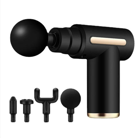 Mini Fascia Massage Gun Electric Massager Body Relaxation Belt 4 Replaceable Heads Fitness Equipment Fascia Gun