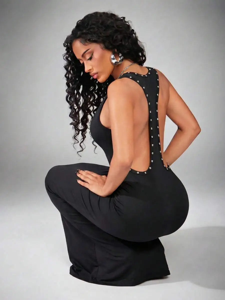 Metal Ring Cutout Backless Maxi Dress, Black – view 6 of 6