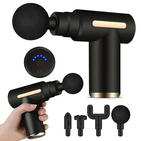 Mini Fascia Massage Gun Electric Massager Body Relaxation Belt 4 Replaceable Heads Fitness Equipment Fascia Gun