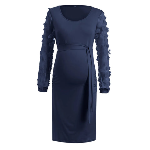 Women Maternity Dress Temperament Long Sleeve Nursied Baby Dresses Lace Nightgown Breastfeeding Nightshirt Outfits For Woman