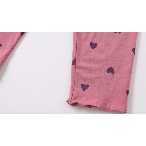 Kids Girls Autumn Winter Homewear Animal Cartoon Printed Long Sleeve Crew Neck Loose Tops And Trousers 2PC Pajamas Gift Set