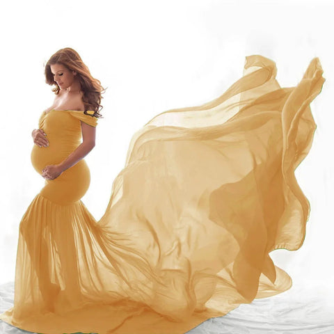 Soft Chiffon Fabric Maternity Photography Props Dress Off Shoulder Sleeveless Solid Maternity Dress Belts одежда для беременных