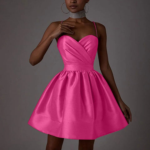 Luxury Satin Party Dress Women Ballet-Style Sexy Elegant Suspenders Short Evening Dresses Elegant Cocktail Dresses Vestidos