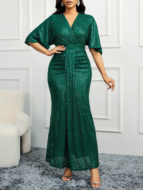 Cocktail Dresses Sparkly dress Pleated Tint Sequin Fishtail Dress Evening Gown Ball Dress Party Dress Bridesmaid Dress