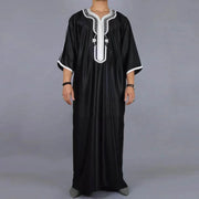 2025 Islamic Loose Abaya Men's Muslim Abaya Short Sleeve Embroidered Moroccan Arabic Style Traditional Green Abaya For Men