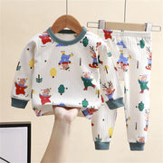 Children Pajamas Winter Clothing Set For Boys Girls O-neck Tops + Long Pants Baby Sleepwear Cartoon Soft Cotton Kids Pyjamas Set