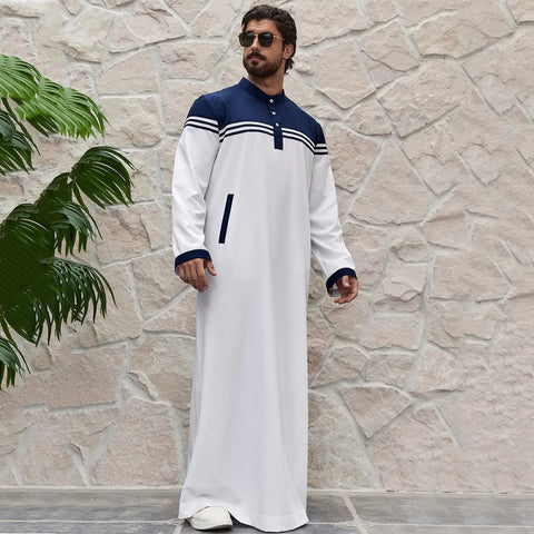 Men's Casual Muslim Arab Middle Eight Sleeve Embroidered Robes Long Sleeve Shirt Men Festival Traditional Muslim garment robe