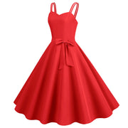 Elegant Party Dress Summer Retro 60s Sleeveless Sling Robe Women Solid A-Line Vestidos Vintage Swing Evening Dresses платье