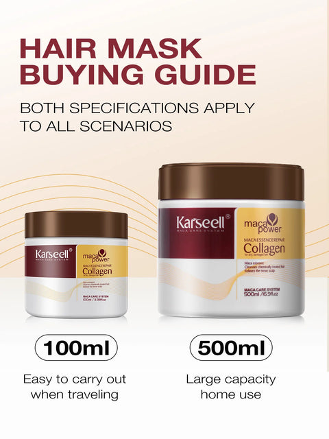 Karseell Collagen Hair Treatment Deep Repair Conditioning Argan Oil Hair Mask Essence for Dry Damaged Hair 100ml/500ml