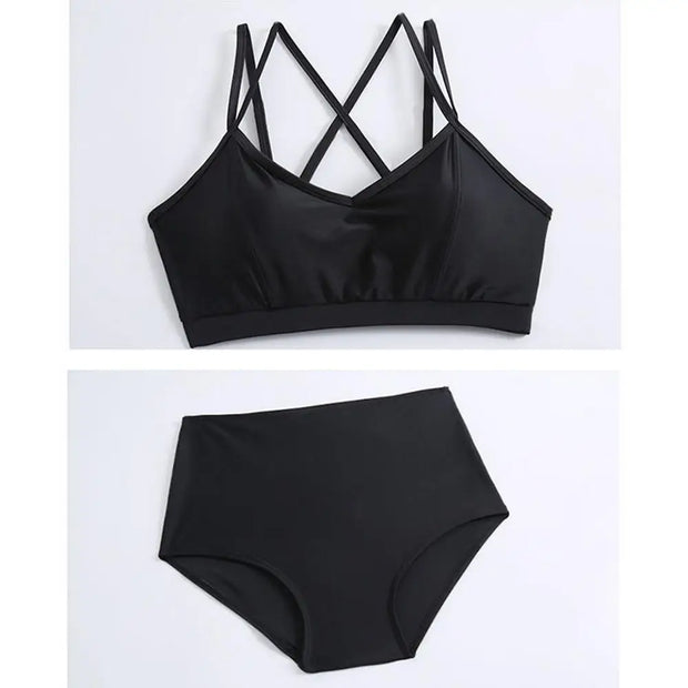 Bikini Sets For Women 3Pcs Soft Swimsuits Bikini Set With Sun Protection Blouse Elastic Comfort Polyester Swimwear For Honeymoon