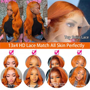 Wiggogo Body Wave Orange Ginger Lace Front Wig 100% Human Hair 30 36 Inch 13X6 Hd Lace Frontal Wigs 13X4 Brazilian Colored Wigs