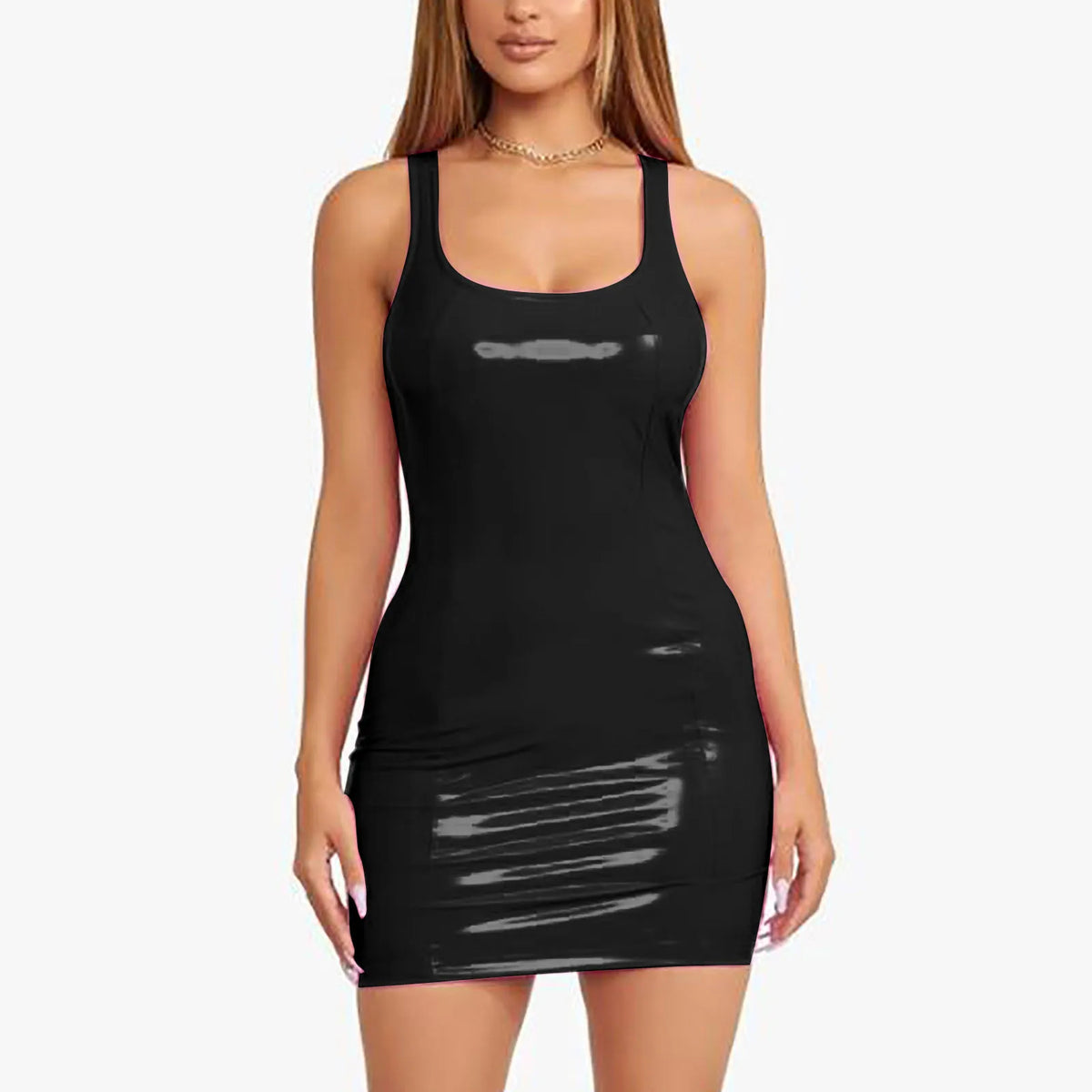 Glossy Faux Leather Bodycon Mini Dress – view 9 of 11