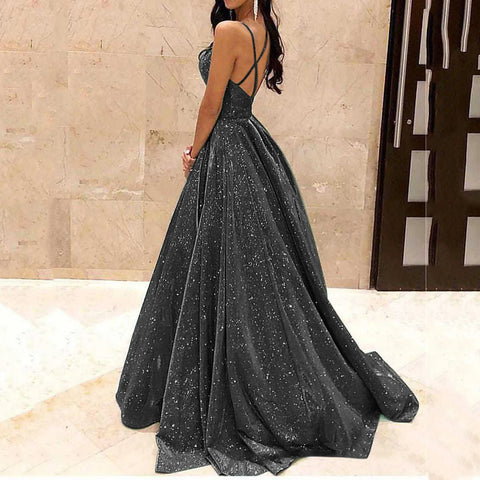 Summer Party Evening Dress Women Sleeveless High Waist Sequins Long Maxi Dress Floor Length Ball Gowns Sexy Backless Vestidos