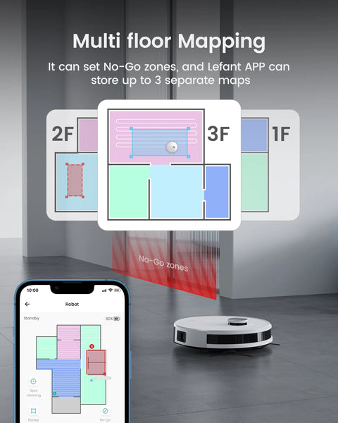 LEFANT M1 Robot Vacuum Cleaner with Multi-Floor Mapping, 4000Pa, 4000 mAh Battery, LDS Navigation,APP/Alexa,smart Home appliance