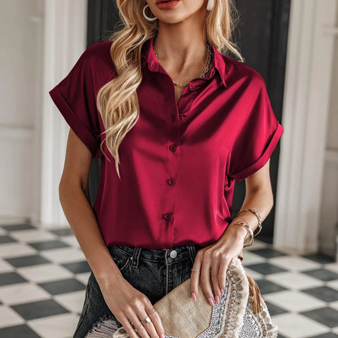 Blouses For Women Business Casual Women'S Short Sleeve T Shirts Fashion V Neck Oversized Loose Tops Blusa Elegante Feminina