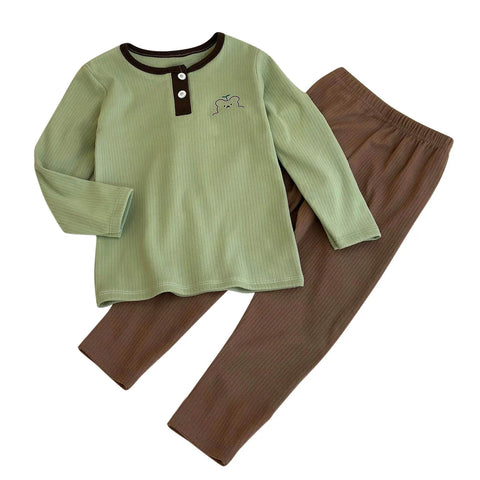 Kid's Sleepwear Sets Autumn Winter Homewear Boys Girls Cartoon Print Long Sleeve T Shirt Long Pants Pajamas Suits Winter Clothes