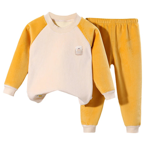 Kids 2 Piece Toddler Boys Girls' Winter Fleece Pajama Set Warm Fleece Matching Sleepwear Set Tops+Pants Outfits Clothes Girls