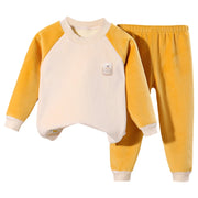 Kids 2 Piece Toddler Boys Girls' Winter Fleece Pajama Set Warm Fleece Matching Sleepwear Set Tops+Pants Outfits Clothes Girls