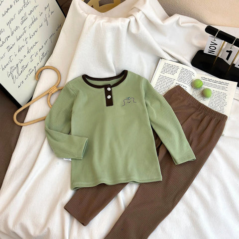 Kid's Sleepwear Sets Autumn Winter Homewear Boys Girls Cartoon Print Long Sleeve T Shirt Long Pants Pajamas Suits Winter Clothes