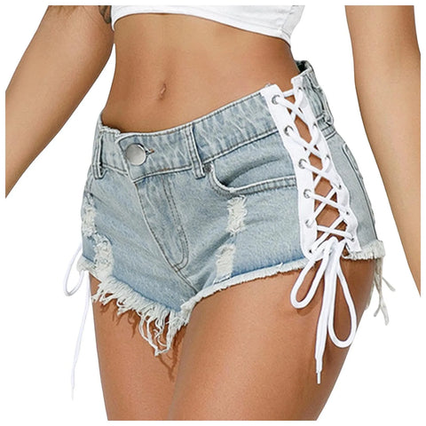 Top Selling Jeans For Teen Girls Womens Summer Denim Shorts Jeans Ripped Distressed Hot Pants Ropa Barata