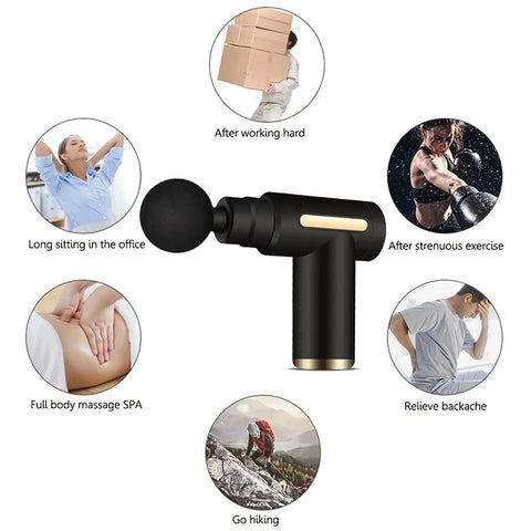 Mini Fascia Massage Gun Electric Massager Body Relaxation Belt 4 Replaceable Heads Fitness Equipment Fascia Gun