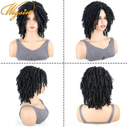 WIGSIN Synthetic 6Inch Dreadlocks Hair Wig Short Curled Twisted Braid Black Brown Heat Resistant Breathable Wig for Black Women