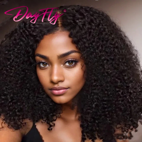 Wigs For Women Kinky Curly Lace Wig Human Hair Brazilian Hair Curly Bob Wig 200D 4X4 Lace Closure Wigs With Pre-Plucked Natural
