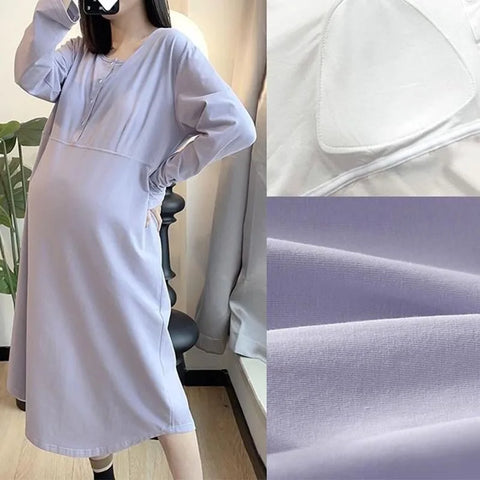 Maternity Clothes Breastfeeding Nightgowns Nursing Sleepwear Hospital Loose Fitting Breast Feeding Pajamas Pregnancy Dress