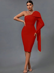 Bandage Dress Black Bodycon Dress Evening Party Elegant Sexy One Shoulder Birthday Club Outfit 2022 Summer New Arrival