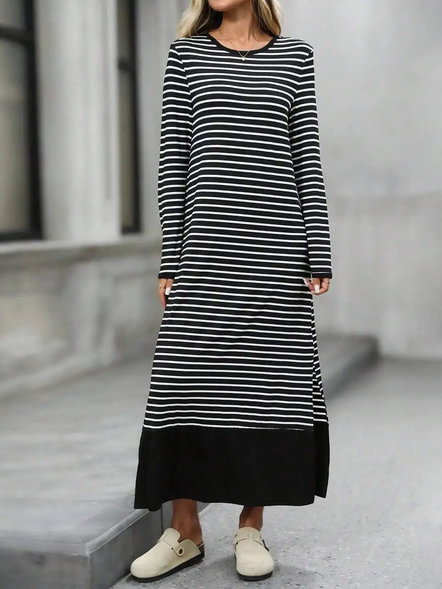 Striped Patchwork Long Sleeve Midi Dress – view 4 of 6