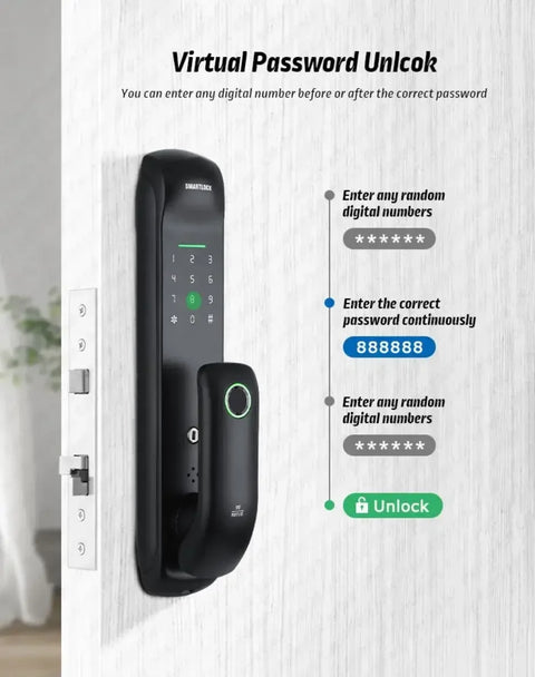 US.EU Electronic Fingerprint Biometric Frosted Panel Digital Smart Door Lock WiFi TUYA or TTLock APP Password IC Card Security