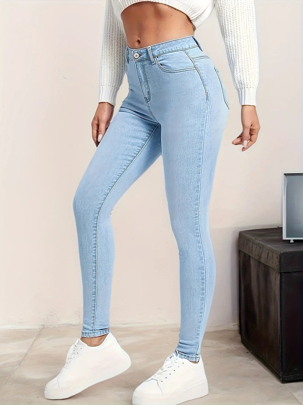 Light Blue Stretch Skinny Jeans – view 4 of 5