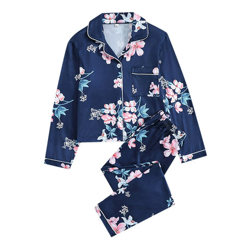 Autumn and Winter Children's Home Wear Sleepwear Suits Floral Cardigan Long Sleeve Pants Children's Pajamas Set Leisure Clothes