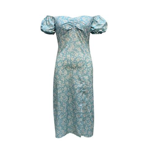 One Line Collar Holiday Dress Wrap Buttocks Slim Waist Dresses With Slit Temperament Chiffon Floral Dresses For Women Plus Size