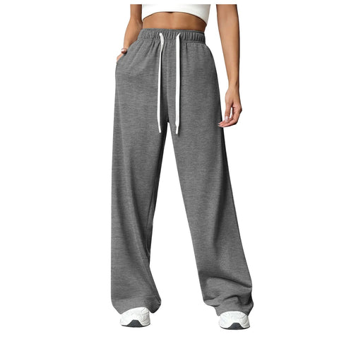 Women’S Fleece Lined Wide Leg Sweatpants High Waisted Drawstring Baggy Baggy Cargo Pants Fall Casual Joggers Tracksuit Pants