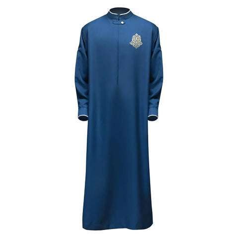 High Quality Men Arabic Thobe Middle Thobe & Jubba Thawb For Men Plus Size Robe Muslim Casual Embroidered Jubba Luxurious Thobes