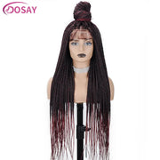 36" Full Lace Braided Wigs Synthetic Hair Box Braids Lace Front Wigs Knotless Braided Wigs For Black Women Braiding Wigs African
