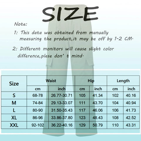 Women's Loose Cargo Pants High Waist Wide Leg Solid Color Full Length Trousers with Pockets Casual All Seasons Long Pants