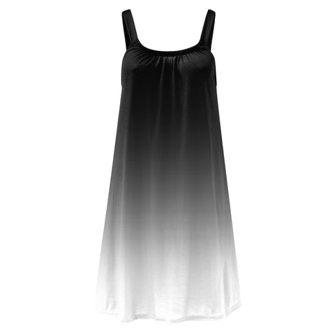 Gradient Print Dresses for Women Summer Sleeveless O Neck Boho Beach Dress Vestidos Ladies Oversized Plus Size Dresses Sundress