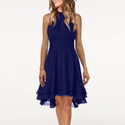 Vestidos Women'S Dress Solid Color Sexy Off-Shoulder Sleeveless Dress 2024 Pleated Summer Round Neck Hanging Neck A-Line Dress