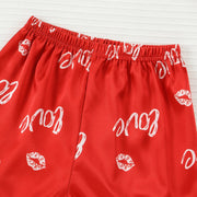 Kids Pajamas Set Silk Satin Kids Boys Girls Sleepwears Outfits Set Print Sleepwear Short Sleeve Blouse Tops+Pants 2PCS Pijamas