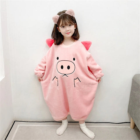 Kids Pajamas Children Sleepwear Onesies Pajamas Set Boys Girls Autumn Winter Fleece Long Sleeve Cartoon Pyjama Flannel Nightwear