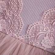 Kids Dresses For Girls 2-7Y Flower Lace Patchwork Tulle Dress Wedding Little Girls Party Birthday Dress Children Casual Clothing