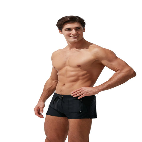 Swimming Trunks Mens Swim Boxer Briefs Swimwear Young Man Swimsuit Beach Wear Surfing Bathing Suit Zipper Pocket Shorts