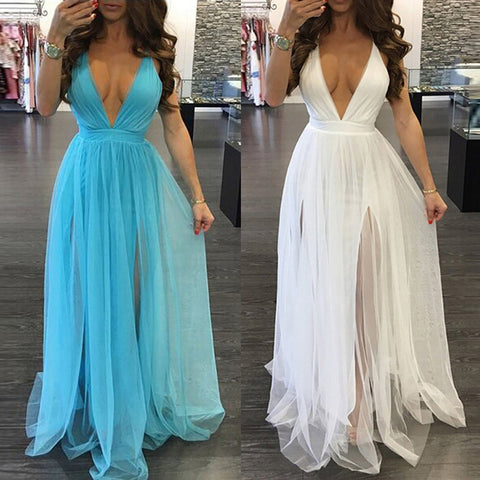 White Dress For Women Civil Wedding Maxi Slip Dress Bridesmaid Banquet V Neck Sexy Backless Lace Long Elegant Evening Dresses