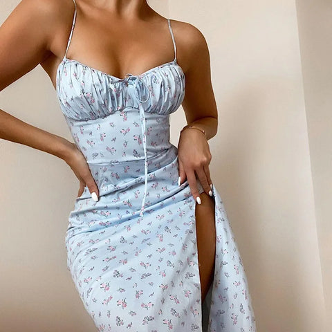 New Women Evening Party Dress Fashion Printing Sexy Dresses Ruched Elegant Floral Beach Vacation Bodycon Streetwear Long Dress